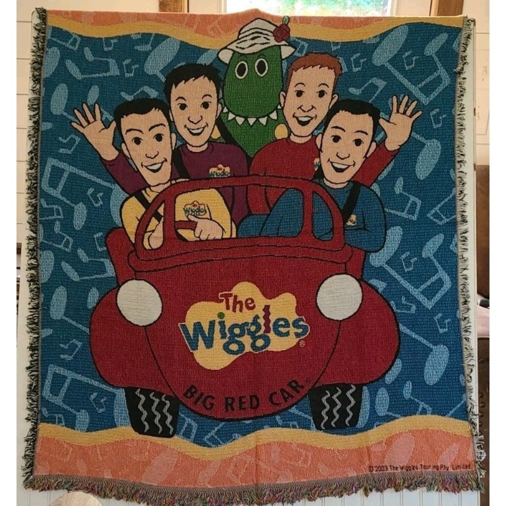 The Wiggles TV Show Woven Throw Tapestry Blanket 48x57 Big Red Car Limited 2003